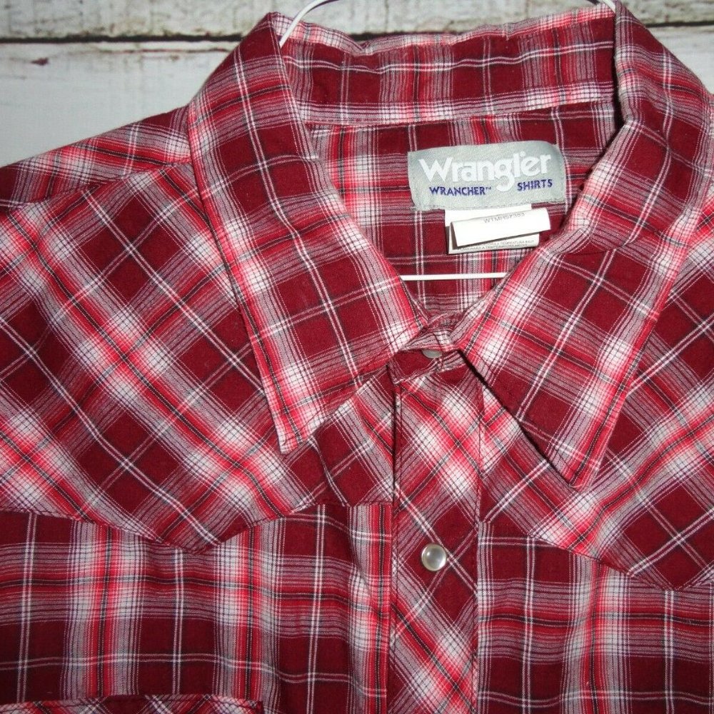 Vintage Wrangler Wrancher Western Shirt Button Up Pearl Snap Size XXL L/S Plaid